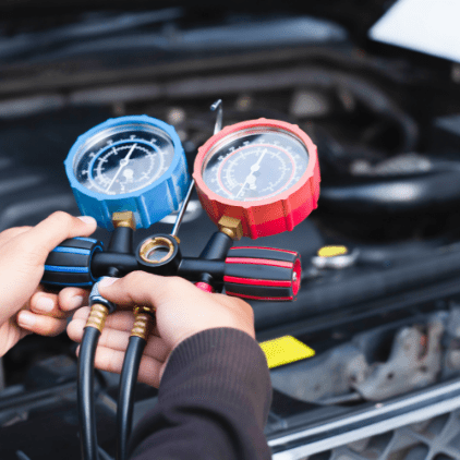 測定している写真